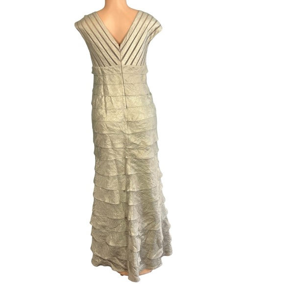 Adrianna Papell Silver Layer Ruffle Sleeveless Long Gown Dress - Picture 6 of 8